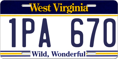 WV license plate 1PA670