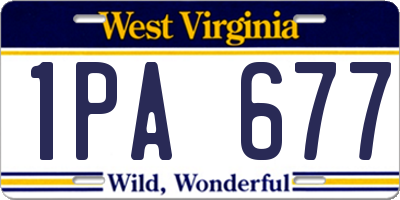 WV license plate 1PA677
