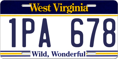 WV license plate 1PA678