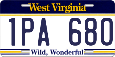 WV license plate 1PA680