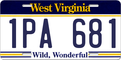 WV license plate 1PA681
