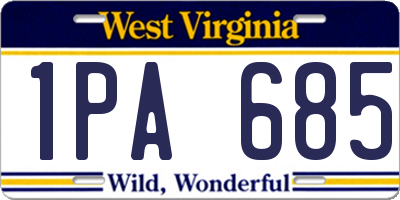 WV license plate 1PA685
