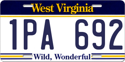 WV license plate 1PA692