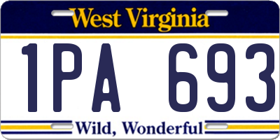 WV license plate 1PA693