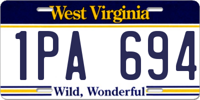 WV license plate 1PA694