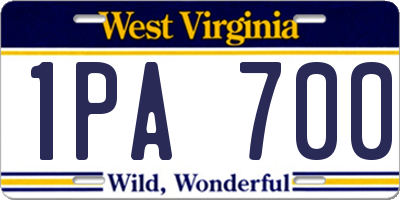 WV license plate 1PA700