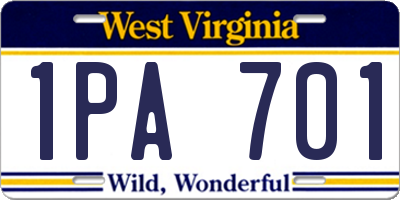 WV license plate 1PA701