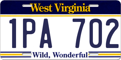 WV license plate 1PA702