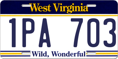 WV license plate 1PA703
