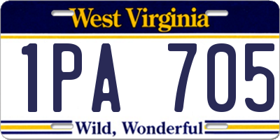 WV license plate 1PA705