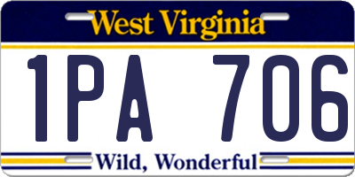 WV license plate 1PA706