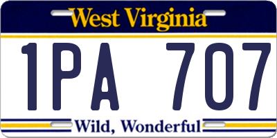 WV license plate 1PA707