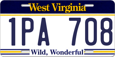 WV license plate 1PA708