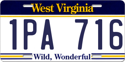 WV license plate 1PA716