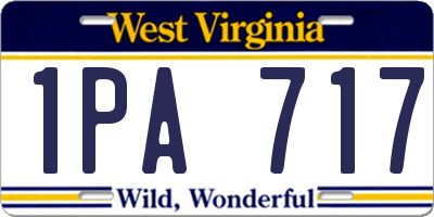 WV license plate 1PA717