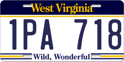 WV license plate 1PA718