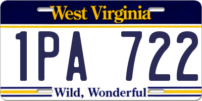 WV license plate 1PA722