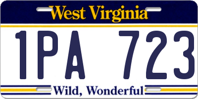 WV license plate 1PA723
