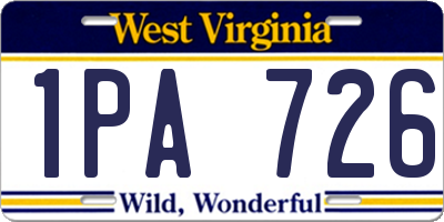 WV license plate 1PA726