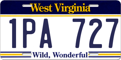 WV license plate 1PA727