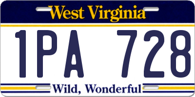 WV license plate 1PA728