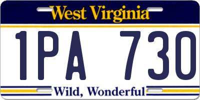 WV license plate 1PA730
