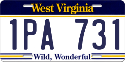WV license plate 1PA731