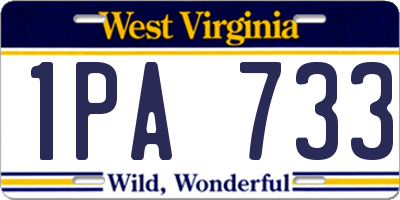 WV license plate 1PA733