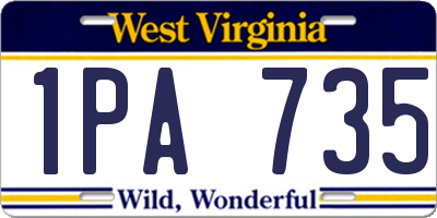 WV license plate 1PA735