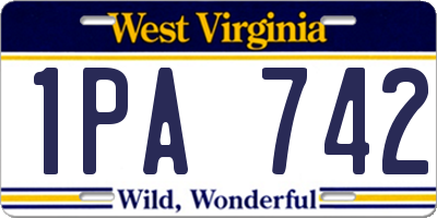 WV license plate 1PA742