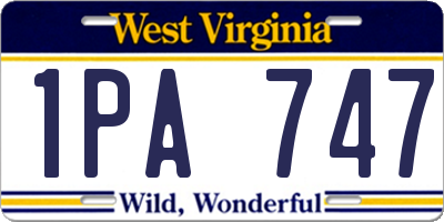 WV license plate 1PA747