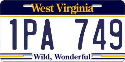 WV license plate 1PA749