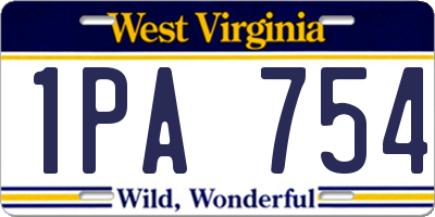 WV license plate 1PA754