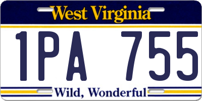 WV license plate 1PA755