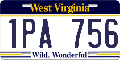 WV license plate 1PA756