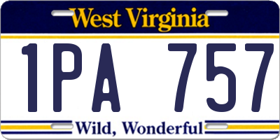 WV license plate 1PA757