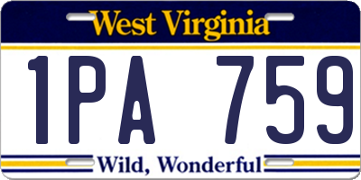 WV license plate 1PA759