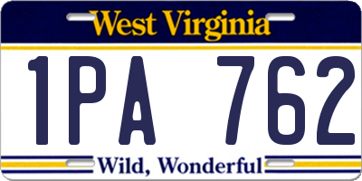 WV license plate 1PA762