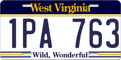 WV license plate 1PA763