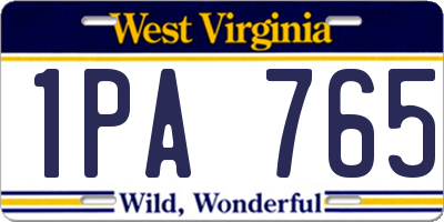 WV license plate 1PA765