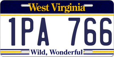 WV license plate 1PA766