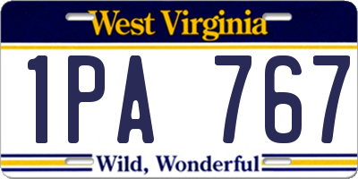 WV license plate 1PA767