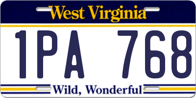 WV license plate 1PA768