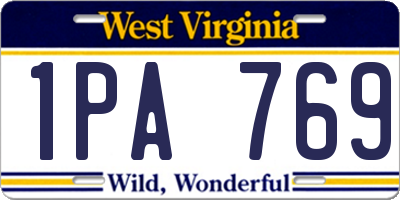 WV license plate 1PA769
