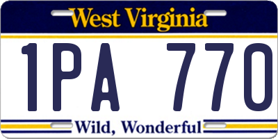 WV license plate 1PA770