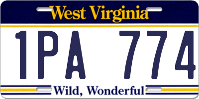 WV license plate 1PA774