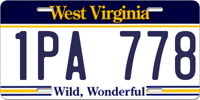 WV license plate 1PA778