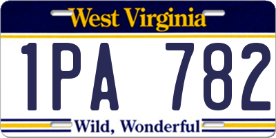 WV license plate 1PA782