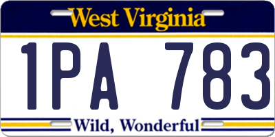 WV license plate 1PA783