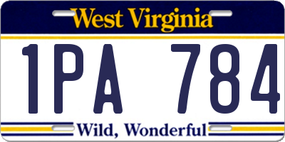 WV license plate 1PA784